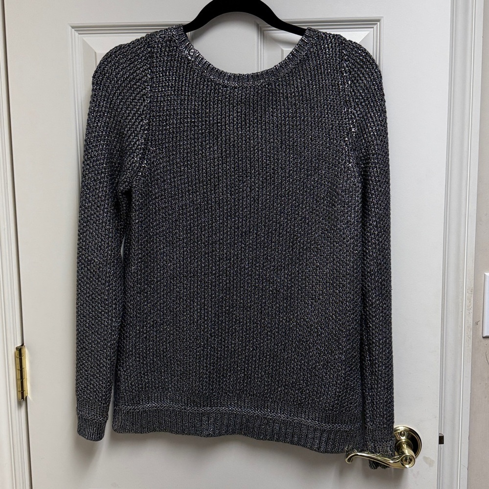 White House Black Market Silver Charcoal Sweater - Picture 4 of 6